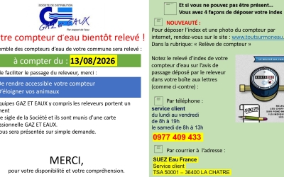 Relevé des compteurs GAZ et EAUX